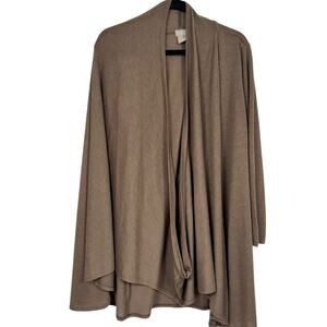 Chicos Brown Wrap Cardigan Sweater Womens XS Cape Preppy Cozy Casual